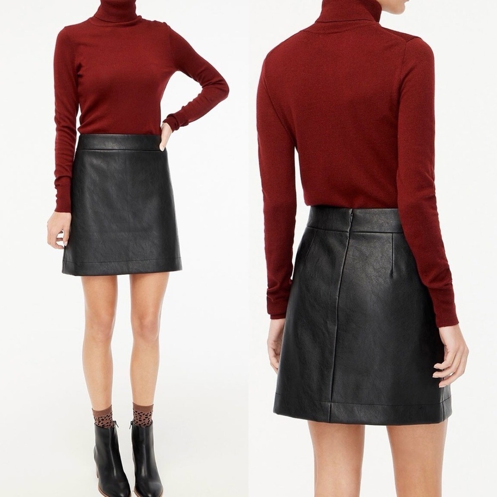 J. Crew NWT black faux Leather Aline Skirt women’s size 00 - Picture 1 of 11